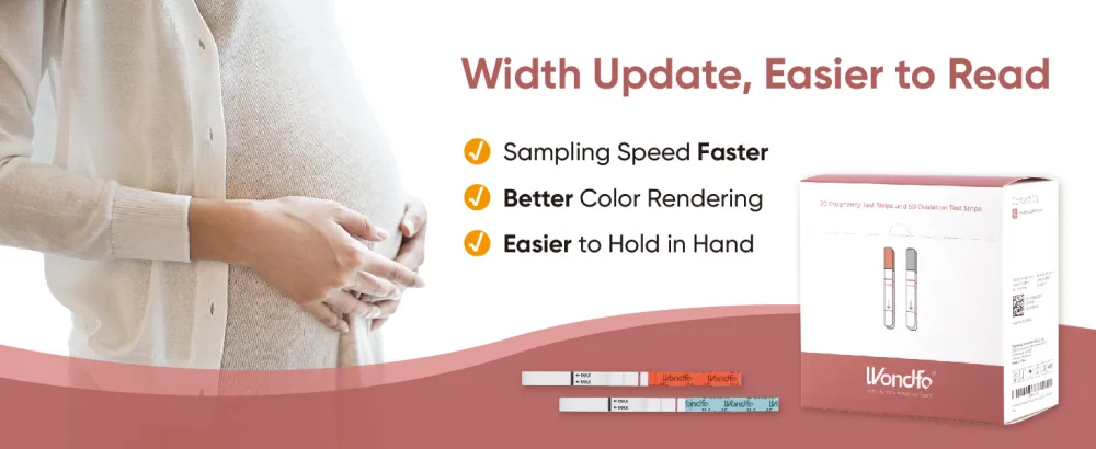 Wondfo 50 Ovulation Test Strips and 20 Pregnancy Test Strips Combo Fertility Test Kit 5MM Wide Width - product information 5
