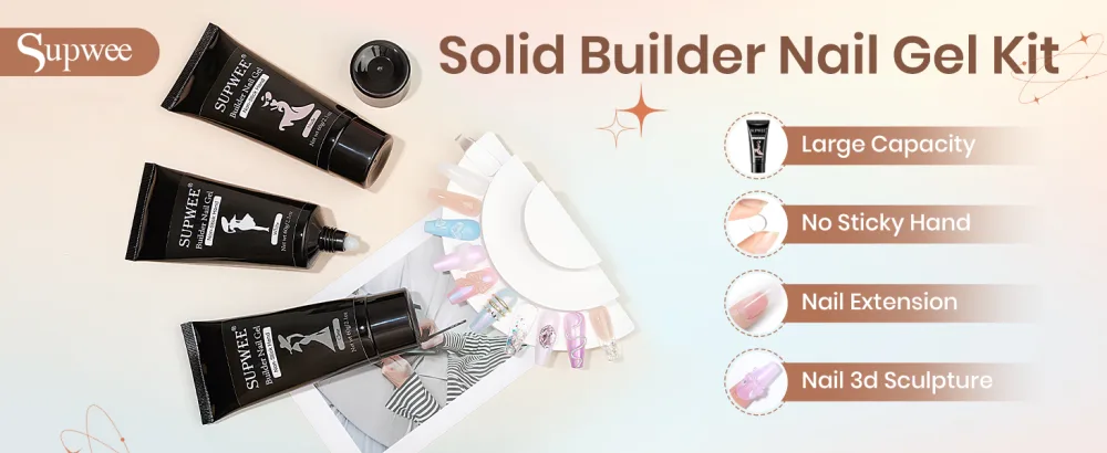 SUPWEE Solid Builder Gel for Nails 60g Large Capacity Clear Solid Sculpture Gel Non-Sticky Hand Poly Extension Gel Nail Art Hard Nails Manicure DIY at Home SW60 Clear - supwee