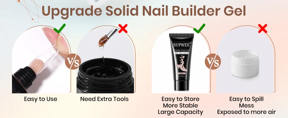 SUPWEE Solid Builder Gel for Nails 60g Large Capacity Clear Solid Sculpture Gel Non-Sticky Hand Poly Extension Gel Nail Art Hard Nails Manicure DIY at Home SW60 Clear - supwee