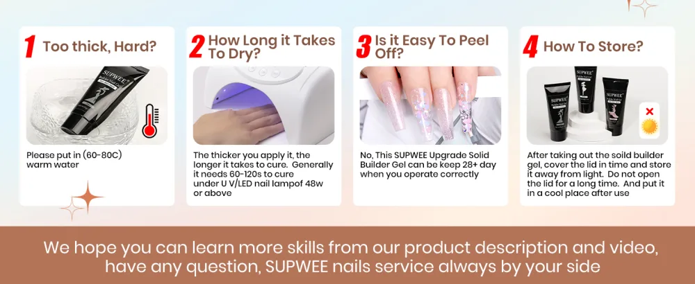 SUPWEE Solid Builder Gel for Nails 60g Large Capacity Clear Solid Sculpture Gel Non-Sticky Hand Poly Extension Gel Nail Art Hard Nails Manicure DIY at Home SW60 Clear - supwee