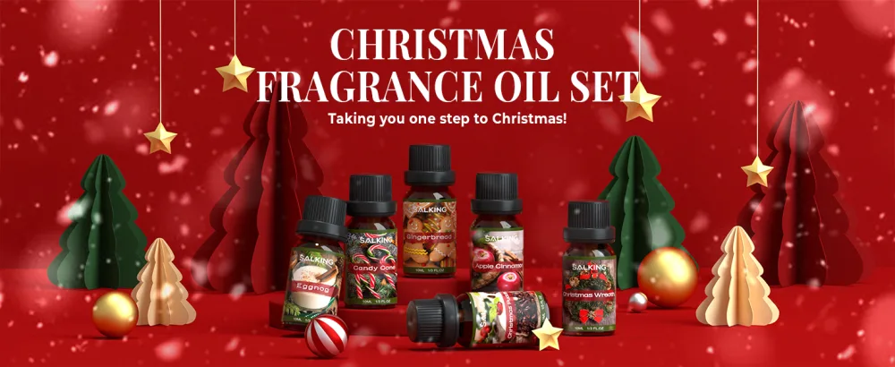 SALKING Christmas Fragrance Oils Essential Oils Gift Set Diffuser Oils Scented Oils for Soaps Candle Making - Christmas Wreath Apple Cinnamon Gingerbread Candy Cane Christmas Pudding Eggnog - product information 1