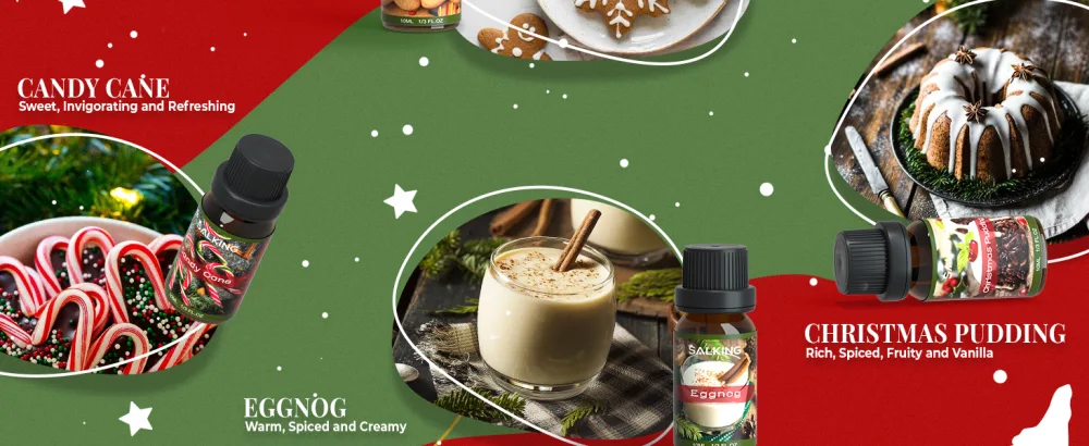 SALKING Christmas Fragrance Oils Essential Oils Gift Set Diffuser Oils Scented Oils for Soaps Candle Making - Christmas Wreath Apple Cinnamon Gingerbread Candy Cane Christmas Pudding Eggnog - product information 3