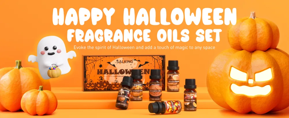 SALKING Halloween Fragrance Oils Premium Essential Oils Gift Set Diffuser Oils Scented Oils for Soaps Candle Making - Pumpkin Pie Caramel Apples Candy Corn Snickerdoodle Caramel Corn Apple Cider - product information 1