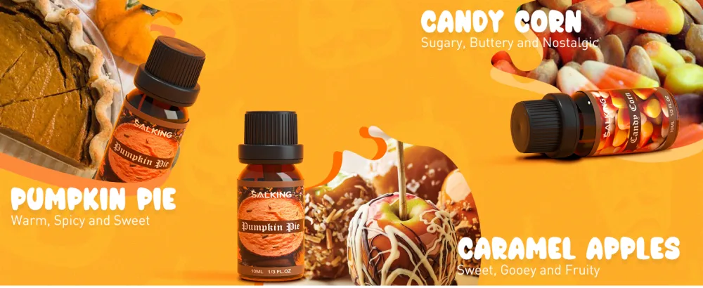 SALKING Halloween Fragrance Oils Premium Essential Oils Gift Set Diffuser Oils Scented Oils for Soaps Candle Making - Pumpkin Pie Caramel Apples Candy Corn Snickerdoodle Caramel Corn Apple Cider - product information 2