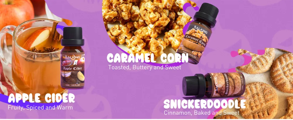SALKING Halloween Fragrance Oils Premium Essential Oils Gift Set Diffuser Oils Scented Oils for Soaps Candle Making - Pumpkin Pie Caramel Apples Candy Corn Snickerdoodle Caramel Corn Apple Cider - product information 3