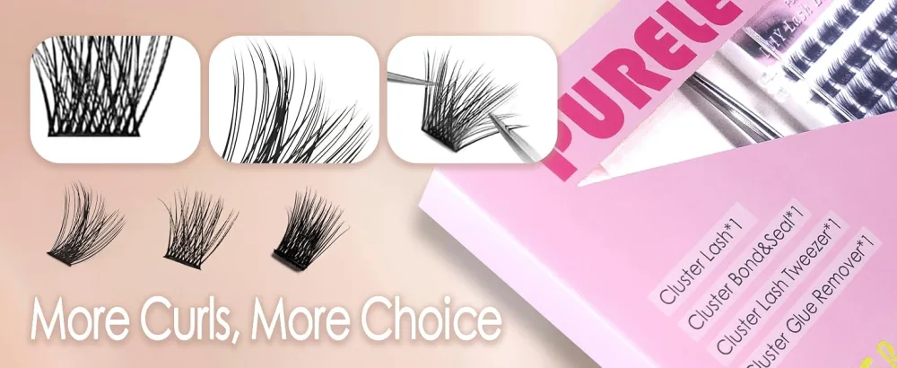 Lash Clusters DIY Eyelash Extension Kit with Bond Seal Lash Applicators Individual Lashes Remover Kit Soft False Lashes for Personal Use at Home 10-16mm Cloudy Kit - cluster lashes kit