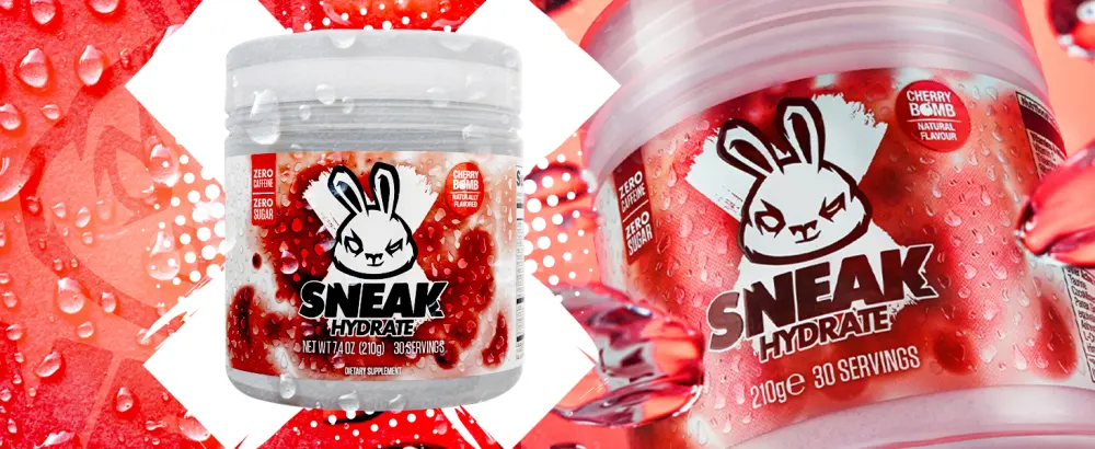 SNEAK | Cherry Bomb Hydrate Edition | Zero Caffeine Zero Sugar Natural Flavours & Colours Ashwagandha KSM-66 Coconut Water | 30 Servings - header