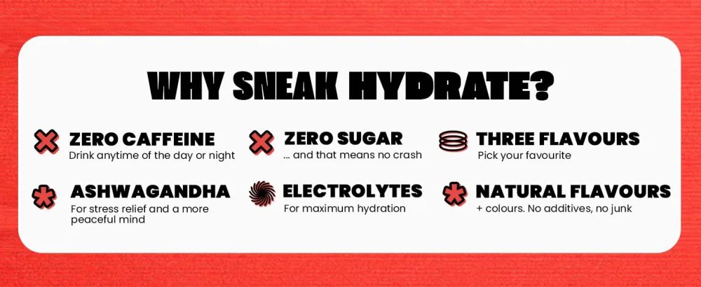 SNEAK | Cherry Bomb Hydrate Edition | Zero Caffeine Zero Sugar Natural Flavours & Colours Ashwagandha KSM-66 Coconut Water | 30 Servings - product information 3