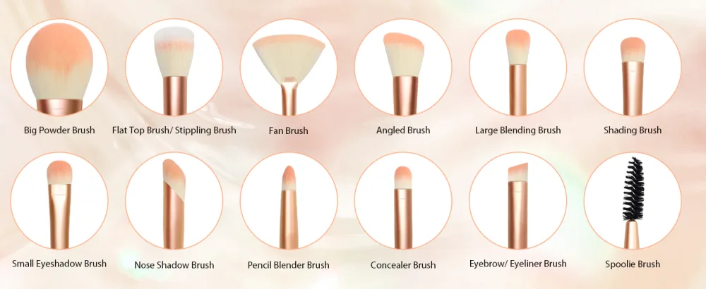 Makeup Brushes HEYMKGO 12pcs Professional Brushes Set Foundation Blending Powder Blush Concealers Eyeshadow Eyeliner Make Up Brush Kits Transparent Handle with a Triangle Puff Orange - make up brushes set