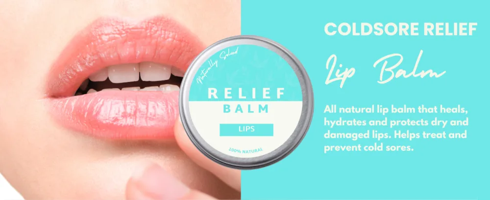 Naturally Solved Cold Sore Relief Balm: All Natural Lip Care - Infused with Peppermint Lemon Tea Tree Lime Oils - Reduces Redness Swelling and Blisters - lip balm cold sore blisters heals relieve pain reduce swelling blistering herpes simplex scabbing