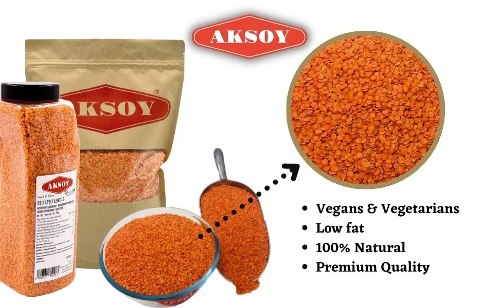Aksoy Premium Quality Red Split Lentils 5KG 5.0 Kilograms - red split lentils