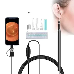 SANON Otoscope Ear Wax Remover Camera Ear Cleaner HD Visual Camera with 6 Dimmable LED Adults Kids Pets Ear Scope for Android Tablet and PC - B089N6FQ77
