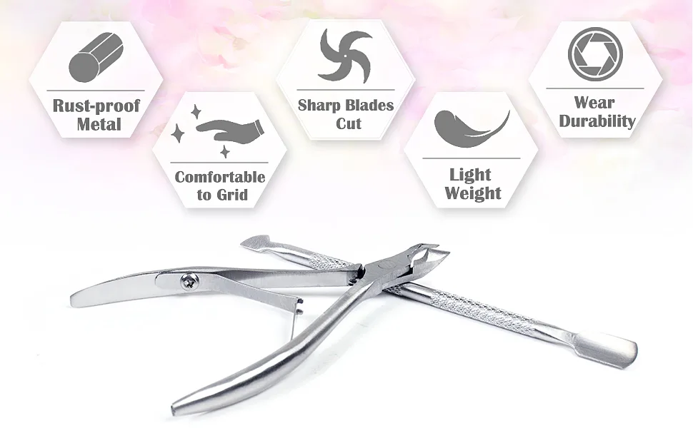 KELYDI Cuticle Nipper and Pusher Set Dead Skin Remover Cuticle Pusher Trimmer Clipper Nail Manicure Tool Stainless Steel - Cuticle Nipper
