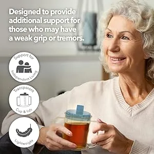 Drinking Cup/Beaker/Mug/Sippy Cup for Disabled Adults with Easy Grip Handles Anti Splash Spout and Travel Lid - Designed to provide additional support for those who may have a weak grip or tremors