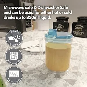 Drinking Cup/Beaker/Mug/Sippy Cup for Disabled Adults with Easy Grip Handles Anti Splash Spout and Travel Lid - Microwave and Dishwasher Safe
