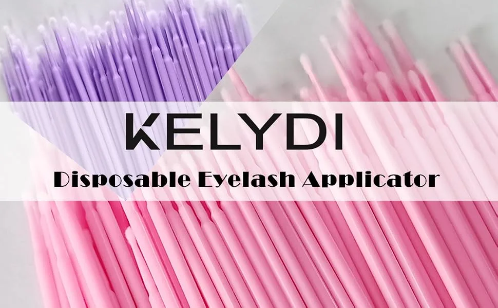 KELYDI 200pcs Micro Applicators Brushes Disposable Eyelash Applicator Extension Swabs Micro Mascara Wands Brush for Eye Makeup -Pink and Purple - eyelash applicator