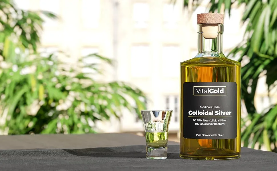True Colloidal Silver 60 PPM - Free from Ionic Silver - 500ml Glass Bottle - colloidal silver, vital gold