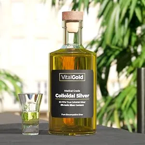 True Colloidal Silver 60 PPM - Free from Ionic Silver - 500ml Glass Bottle - colloidal silver, vital gold