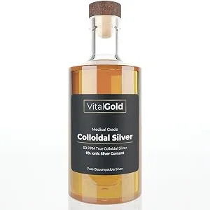 True Colloidal Silver 60 PPM - Free from Ionic Silver - 500ml Glass Bottle - colloidal silver, vital gold