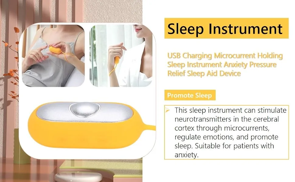 Socobeta Handheld Sleep Device USB Charging Microcurrent Holding Sleep Instrument Anxiety Pressure Relief Sleep Aid Device for Patients with Insomnia(Yellow) - USB Charging Microcurrent Holding Sleep Instrument Anxiety Pressure Relief Sleep Aid Device