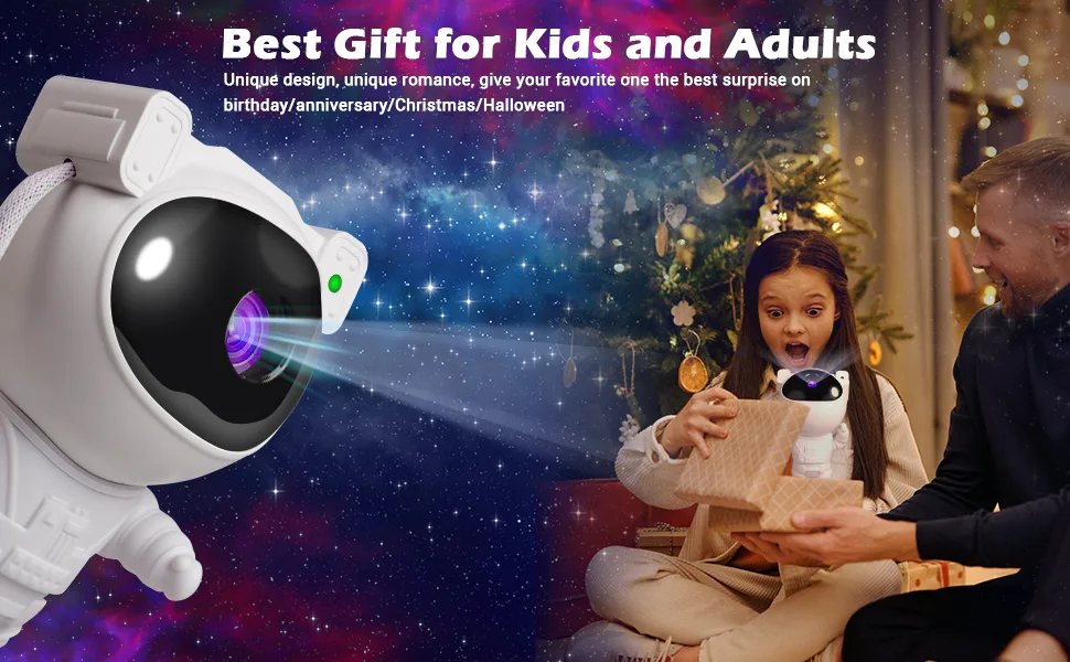 Tellegante Astronaut Galaxy Star Projector Starry Night Light Astronaut Projector with Nebula Timer & Remote Control Bedroom and Ceiling Projector for Children and Adults - Night Light for Kids