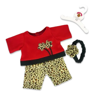 Build Your Bears Wardrobe Teddy Bear Clothes Robe & Slippers Fits Build a Bear Teddies (pink) - teddy bear pyjamas cosy red and leopard fleece fabric comes with headband.