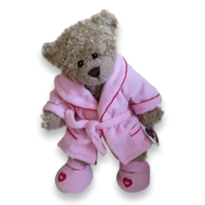 Build Your Bears Wardrobe Teddy Bear Clothes fits Build a Bear Teddies Leopard Sleeved Dress 2 Bows (brown) - Pink dressing gown made from soft cosy fleece with matching slippers.