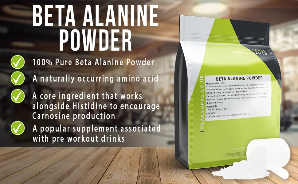 Beta Alanine Powder 1kg - Pure Range - Peak Supps Beta Alanine Powder