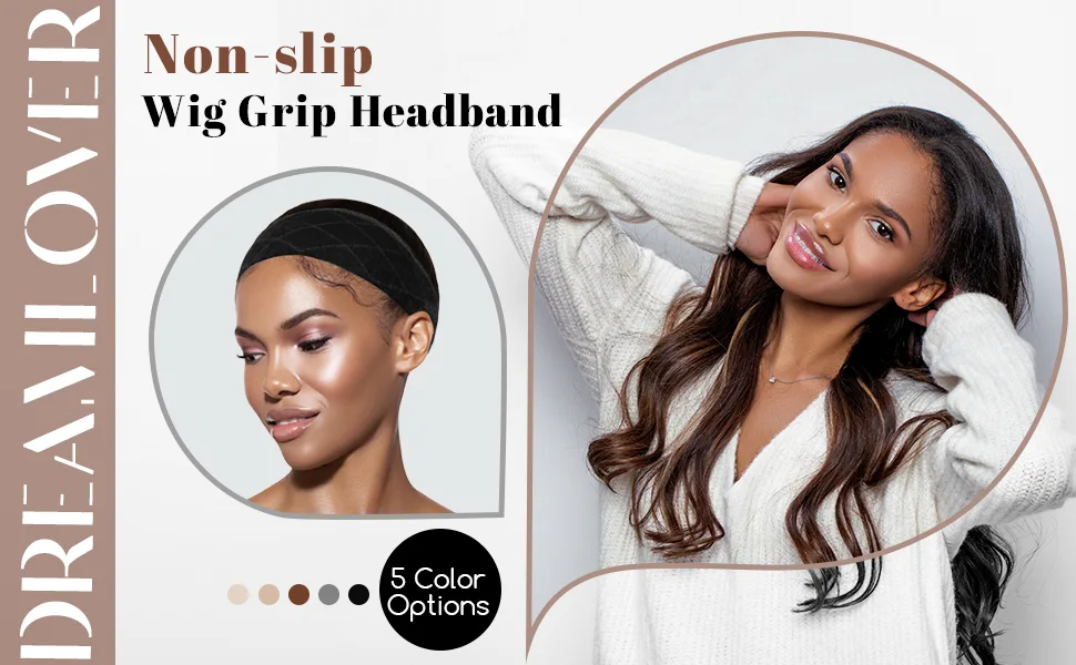 Dreamlover Elastic Wig Grip Headband Adjustable Wig Grip Band Black 2 PCS - Black Wig Grip