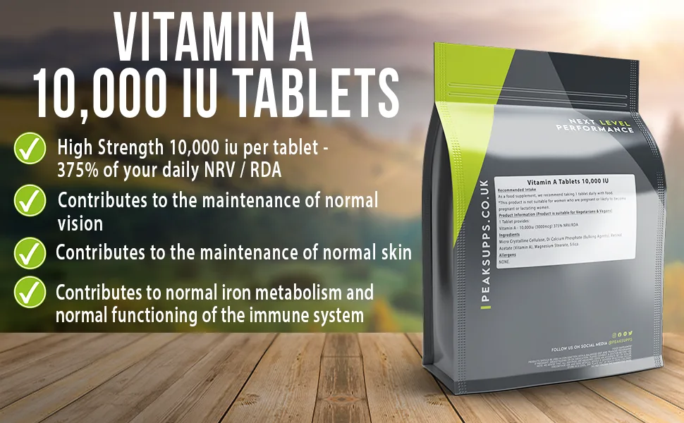 Vitamin A Tablets 5000 IU (1500mcg) - 180 Tablets - Vitamin A 10,000 IU Tablets