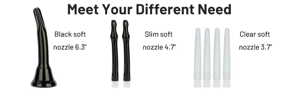TopQuaFocus 420ml Douche Bulb Kit Anal Douche Colon Irrigation Douche for Man Woman (Black) - nozzles