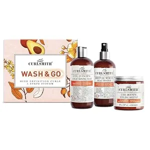 Curlsmith - Wash & Go High Definition Curls Kit: 3-Step System - Vegan Haircare for Dry Wavy Curly or Coily Hair - curlsmith wash and go kit for curly hair