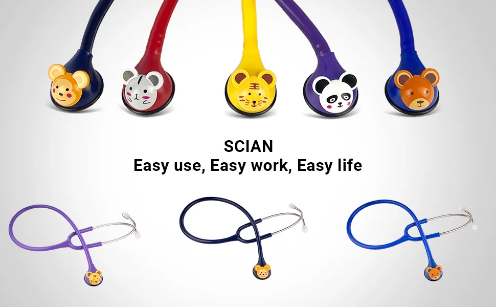 SCIAN Kids Real Working Stethoscope - 5 Interchangeable Cartoon Heads Professional Quality for Doctors Nurses Clinicians and Home Use with Mulpiple Colors(Yellow) - product information 1