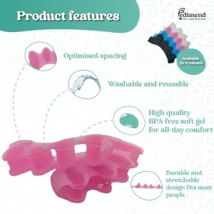 Pedimend Toe separator Toe spacers Gel Toe Separators Bunion Correctors Toe Spacers Toe Straightener Toe Stretcher Big Toe Correctors Toe Separator (Blue) - Pink 8862