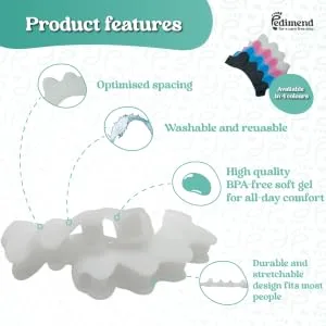 Pedimend Toe separator Toe spacers Gel Toe Separators Bunion Correctors Toe Spacers Toe Straightener Toe Stretcher Big Toe Correctors Toe Separator (Blue) - white 8862