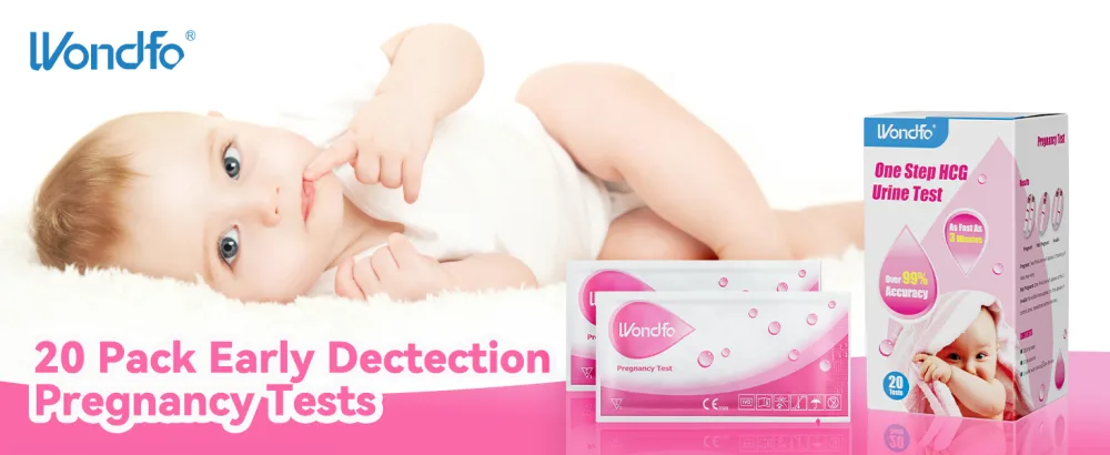 Wondfo Pregnancy Test 20 Ultra Early Pregnancy Test Strips 10 MIU/mL 5mm Width Fertility Test Kit - early dectection pregnancy strips