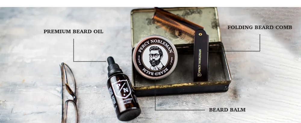 Percy Nobleman Premium Beard Care Kit A Limited Edition Beard Grooming Kit Containing a Premium Beard Oil Beard Balm and Folding Comb  - Premium Beard Care Kit
