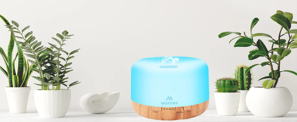 Miserwe 500ML Essential Oil Diffuser Adjustable Mist Mode and Waterless Auto Shut-Off with Wireless Remote 7 LED Light Colors for Office Home Bedroom Living Room Yellow - product information 2