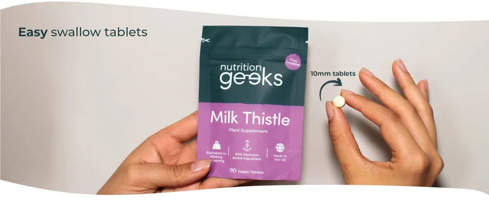 Milk Thistle Tablets - High Strength 4000mg Supplement 90 Tablets (2 per Serving) - 100mg Milk Thistle Extract (40:1) per Tablet - Not Milk Thistle Capsules or Tincture - Vegan - UK Made - easy swallow
