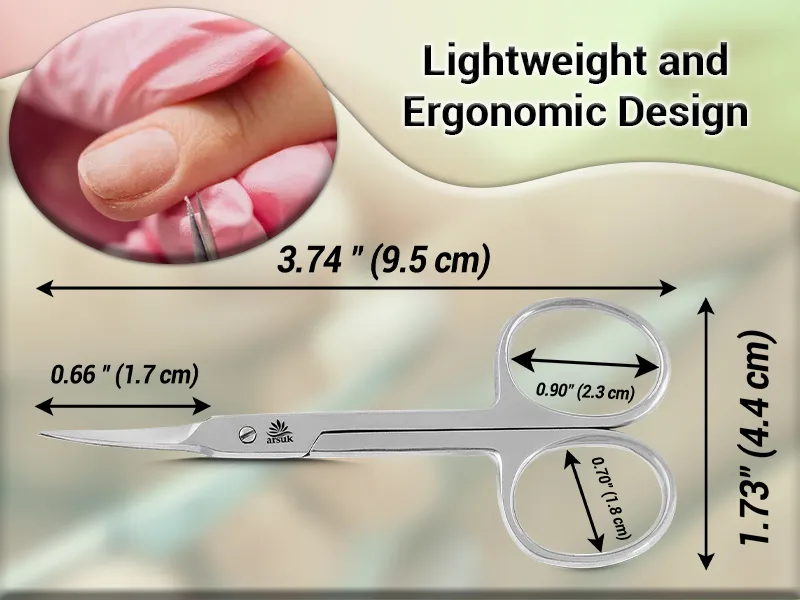 ARSUK Cuticle Scissors Professional Thin Extra Fine Curved- Sharp Manicure Scissors for Women & Men Nails- 3.74 Inch Stainless Steel - Curved,cuticle,eyebrow,manicure,grooming,women,men,small,beauty,nose hair,thick,toenails,Scissors