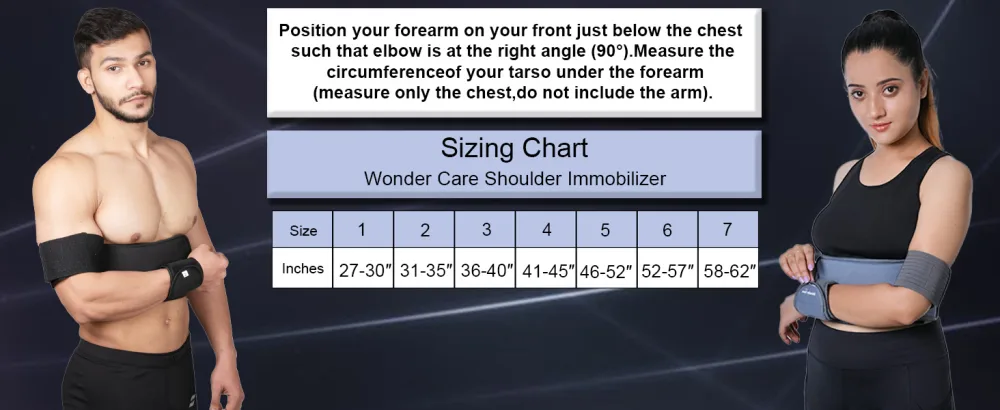Wonder Care-Left Right Shoulder Immobilizer Arm Sling Elastic Brace for Clavicle Collar Bone Dislocation Subluxation Shoulder Support Compression Brace After Rotator Cuff Surgery - Grey Grey Universal(30"-41") - shoulder brace