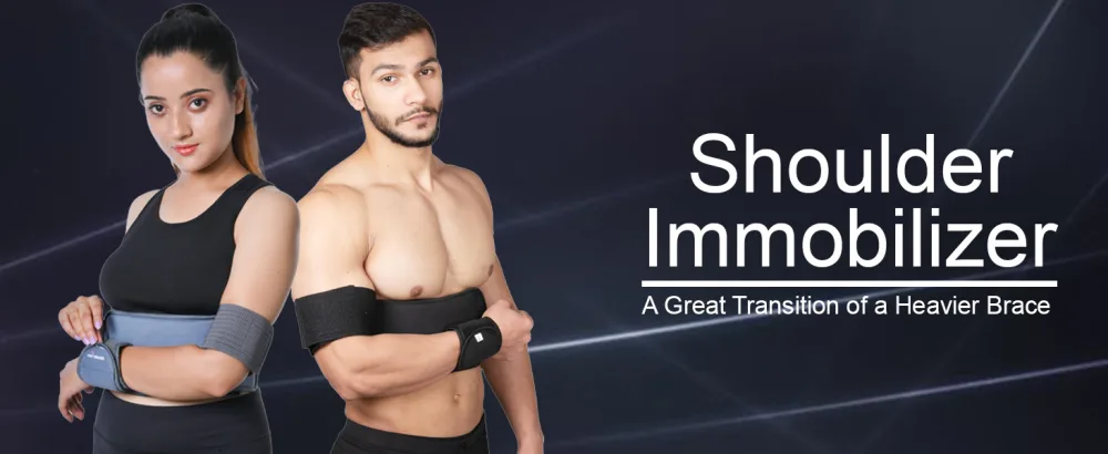 Wonder Care-Left Right Shoulder Immobilizer Arm Sling Elastic Brace for Clavicle Collar Bone Dislocation Subluxation Shoulder Support Compression Brace After Rotator Cuff Surgery - Grey Grey Universal(30"-41") - Shoulder support