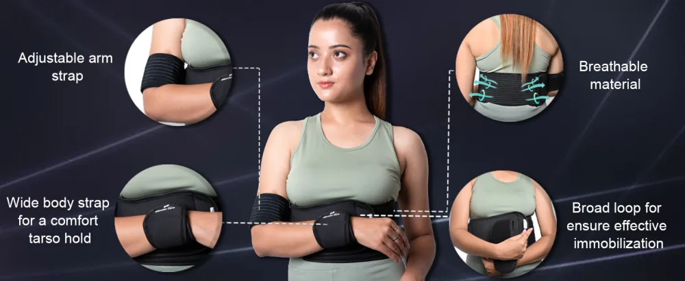 Wonder Care-Left Right Shoulder Immobilizer Arm Sling Elastic Brace for Clavicle Collar Bone Dislocation Subluxation Shoulder Support Compression Brace After Rotator Cuff Surgery - Grey Grey Special (42-54") - Shoulder brace