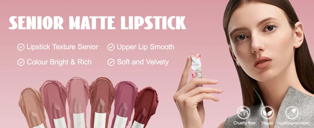 HANDAIYAN Nude Lipstick Matte Smooth Waterproof Highly Pigmented Lipsticks (02#Nude) - nude lipstick