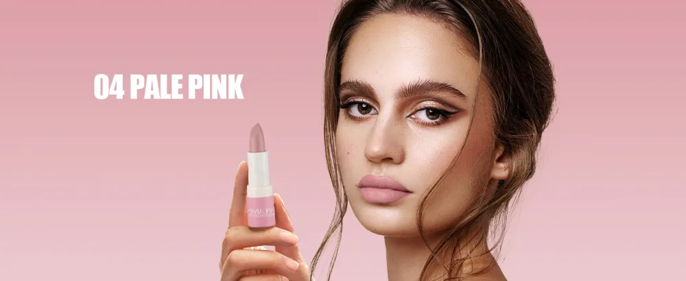 HANDAIYAN Nude Lipstick Matte Smooth Waterproof Highly Pigmented Lipsticks (02#Nude) - Pale Pink Lipstick