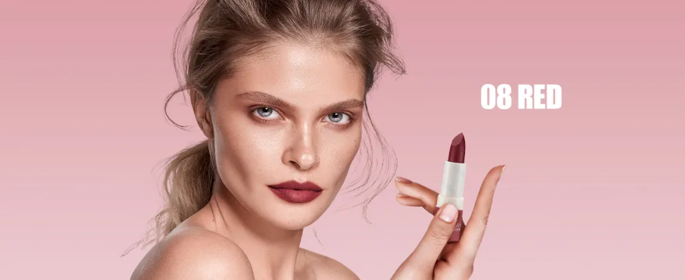 HANDAIYAN Nude Lipstick Matte Smooth Waterproof Highly Pigmented Lipsticks (02#Nude) - Red Lipstick