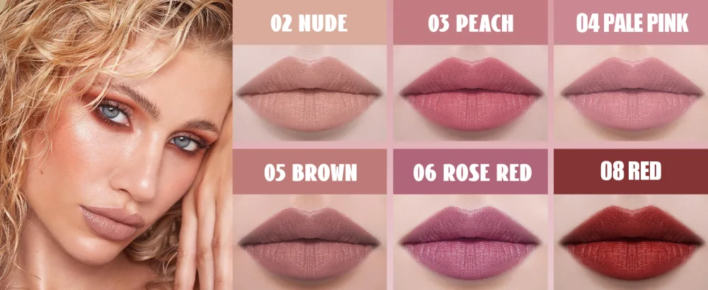 HANDAIYAN Nude Lipstick Matte Smooth Waterproof Highly Pigmented Lipsticks (02#Nude) - Red Lipstick