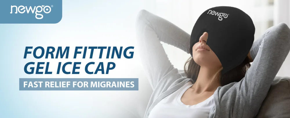 NEWGO Migraine Relief Cap Full Coverage Headache Hat for Migraine Cold Therapy Ice Head Wrap for Puffy Eyes Tension Sinus and Stress Relief Form Fitting & Stretchable (Black) - migraine ice cap
