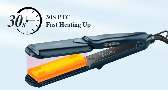Hair Crimper CkeyiN Professional Crimping Iron and Straighter with 4 Interchangeable Ceramic Plates for Fluffy Hairstyle Corn Perm Waves Straight Heat Resistant Glove 4 Adjustable Temperatures Green - Crimping Iron