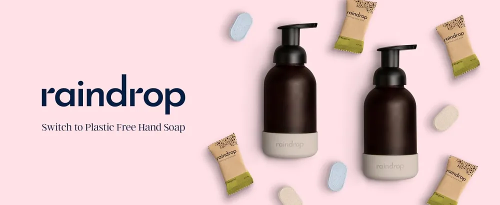 Raindrop Sustainable 4x Eco-friendly Hand Wash Refill Tablets 1 Tablet 1 Bottle of Soap 300 ml Bergamot scented - raindrop